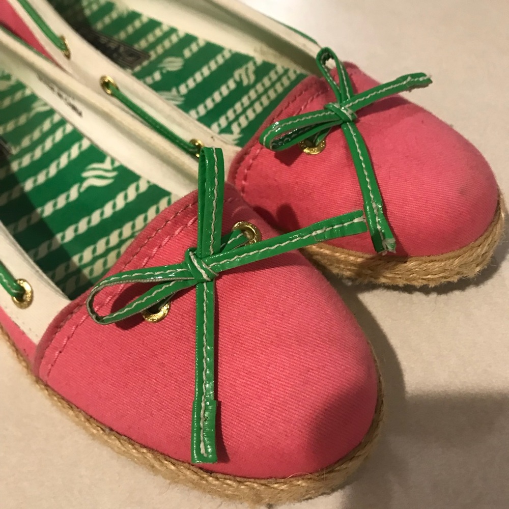 Sperry Top-Sider Boat Shoes! Unique pink & green!